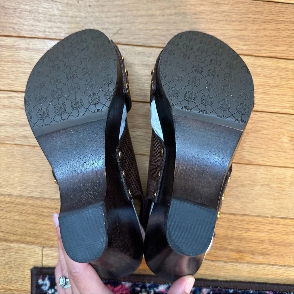 Lilly Pulitzer Callie Wedge Leather Brazilian Brown Womens 7 New